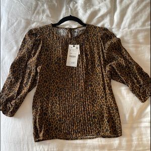 NWT Zara Leopard Blouse